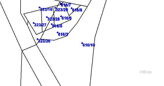 Parcela st. 616/10 v KÚ Blažim, Katastrální mapa