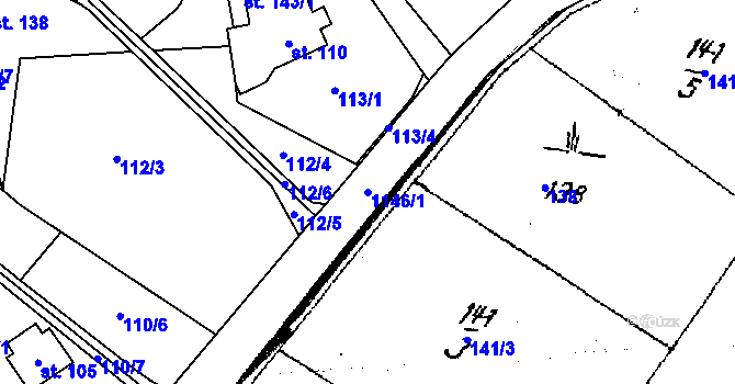 Parcela st. 1146/1 v KÚ Blažkov, Katastrální mapa