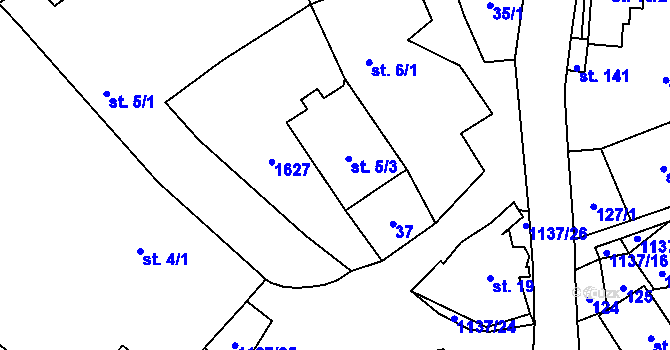 Parcela st. 5/3 v KÚ Blažkov, Katastrální mapa