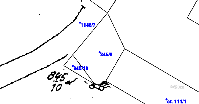 Parcela st. 845/9 v KÚ Blažkov, Katastrální mapa