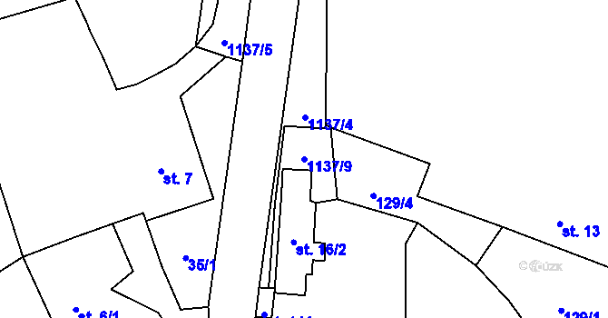 Parcela st. 1137/9 v KÚ Blažkov, Katastrální mapa