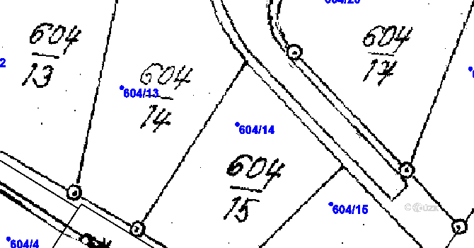 Parcela st. 604/14 v KÚ Blažkov, Katastrální mapa