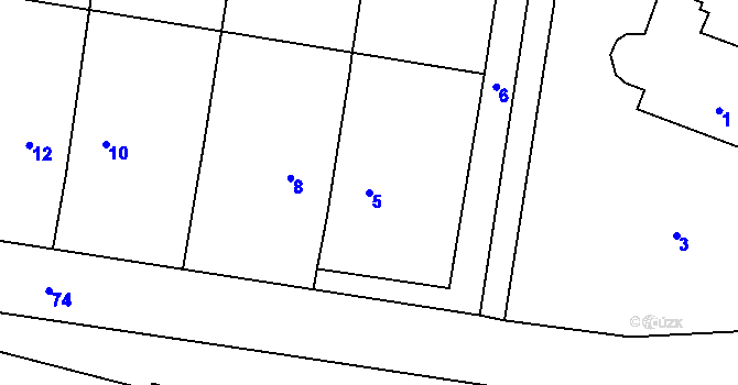 Parcela st. 5 v KÚ Blažovice, Katastrální mapa