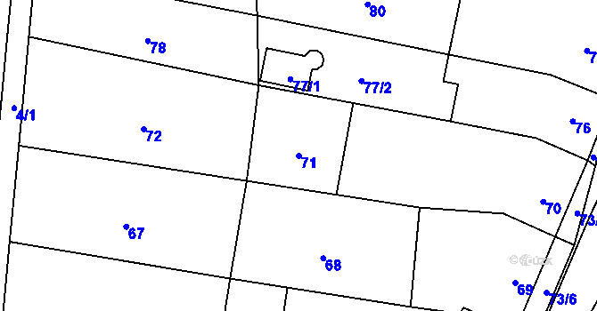 Parcela st. 71 v KÚ Blažovice, Katastrální mapa