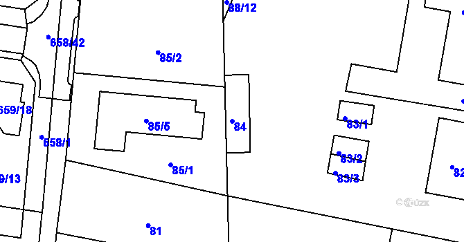 Parcela st. 84 v KÚ Blažovice, Katastrální mapa