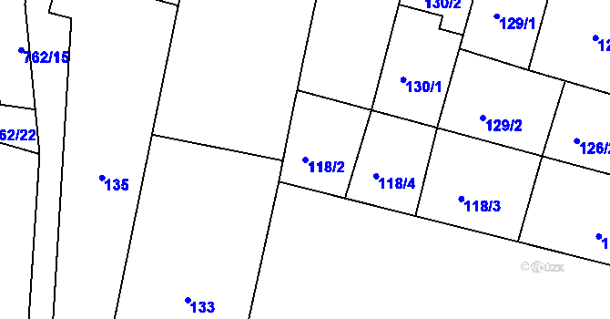 Parcela st. 118/2 v KÚ Blažovice, Katastrální mapa