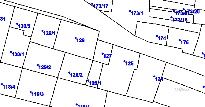 Parcela st. 127 v KÚ Blažovice, Katastrální mapa