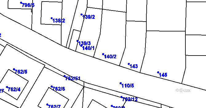 Parcela st. 140/2 v KÚ Blažovice, Katastrální mapa