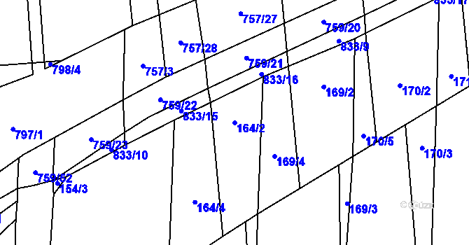 Parcela st. 164/2 v KÚ Blažovice, Katastrální mapa