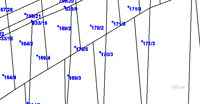 Parcela st. 170/3 v KÚ Blažovice, Katastrální mapa
