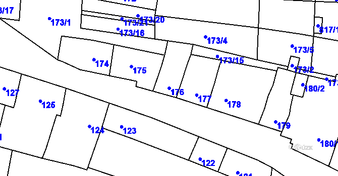 Parcela st. 176 v KÚ Blažovice, Katastrální mapa