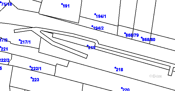 Parcela st. 219 v KÚ Blažovice, Katastrální mapa