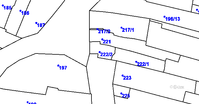 Parcela st. 222/2 v KÚ Blažovice, Katastrální mapa