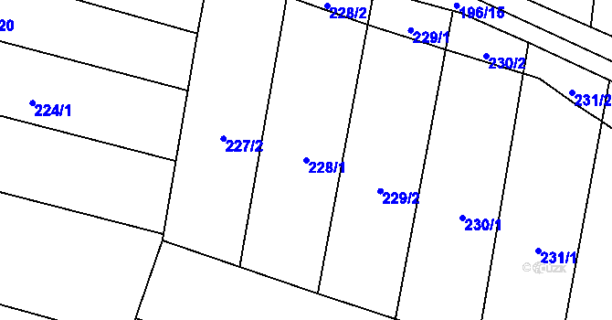 Parcela st. 228/1 v KÚ Blažovice, Katastrální mapa