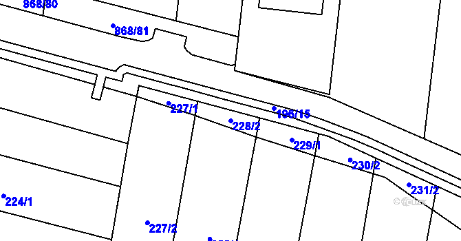Parcela st. 228/2 v KÚ Blažovice, Katastrální mapa