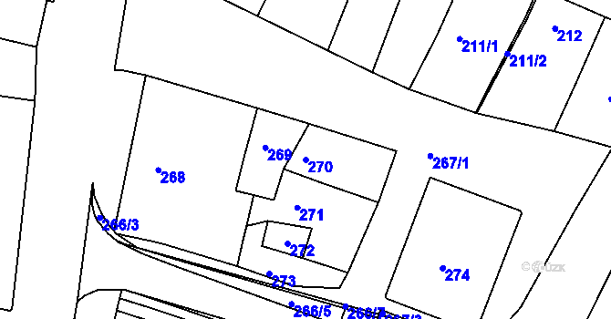Parcela st. 270 v KÚ Blažovice, Katastrální mapa