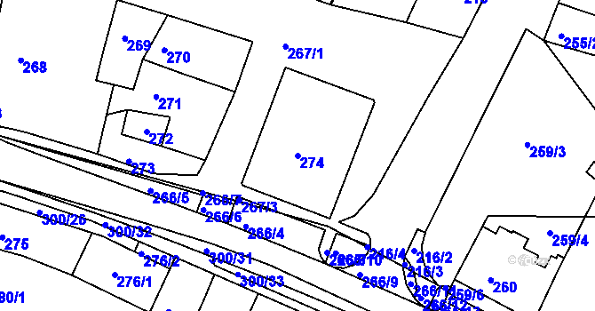Parcela st. 274 v KÚ Blažovice, Katastrální mapa