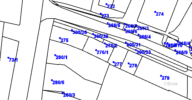 Parcela st. 276/1 v KÚ Blažovice, Katastrální mapa