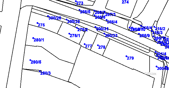 Parcela st. 277 v KÚ Blažovice, Katastrální mapa