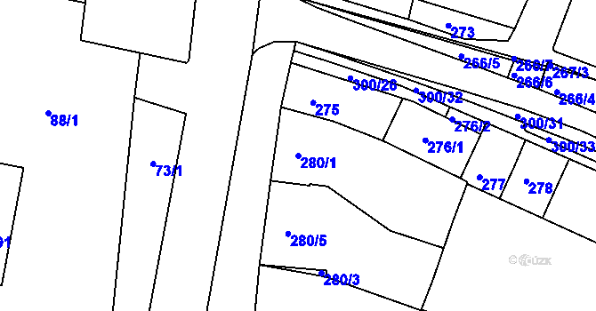 Parcela st. 280/1 v KÚ Blažovice, Katastrální mapa