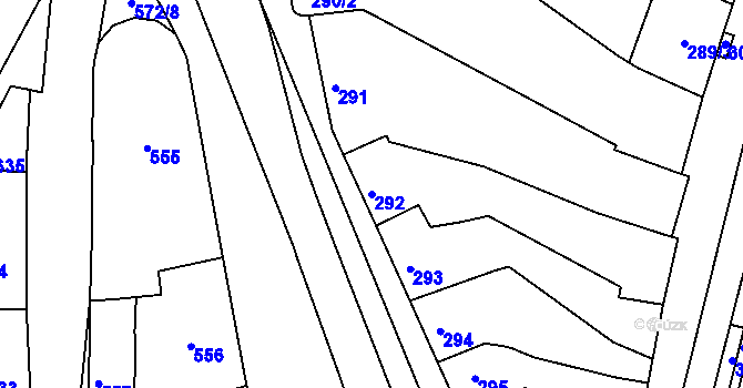 Parcela st. 292 v KÚ Blažovice, Katastrální mapa
