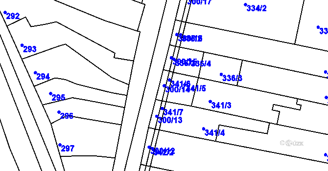 Parcela st. 300/14 v KÚ Blažovice, Katastrální mapa