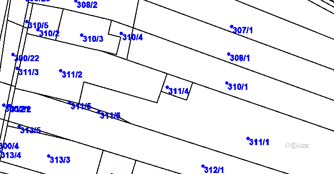 Parcela st. 311/4 v KÚ Blažovice, Katastrální mapa