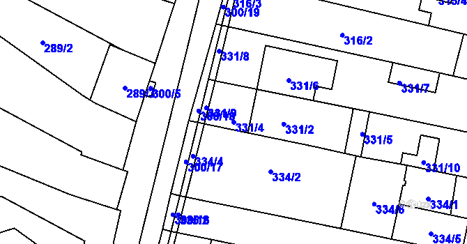 Parcela st. 331/4 v KÚ Blažovice, Katastrální mapa