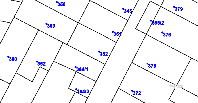 Parcela st. 352 v KÚ Blažovice, Katastrální mapa