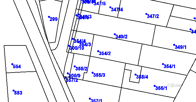 Parcela st. 354/2 v KÚ Blažovice, Katastrální mapa