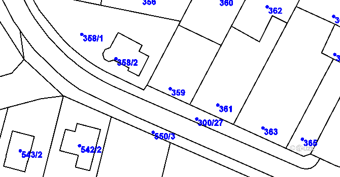 Parcela st. 359 v KÚ Blažovice, Katastrální mapa