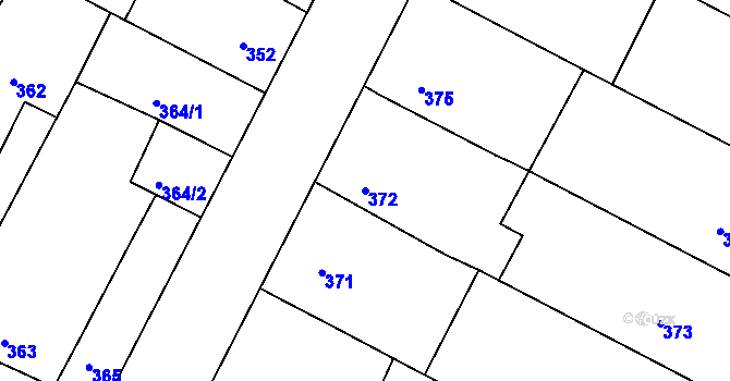 Parcela st. 372 v KÚ Blažovice, Katastrální mapa