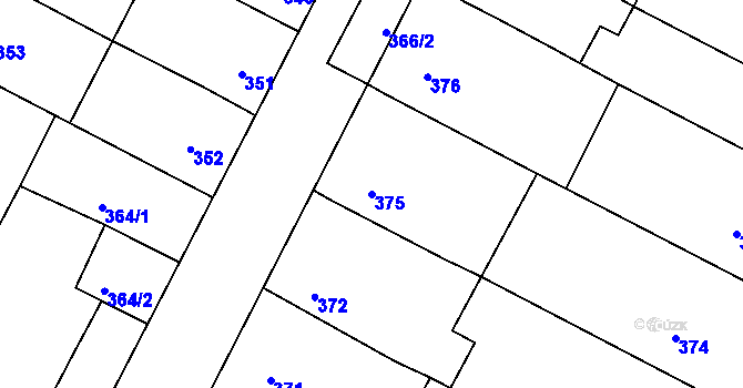 Parcela st. 375 v KÚ Blažovice, Katastrální mapa