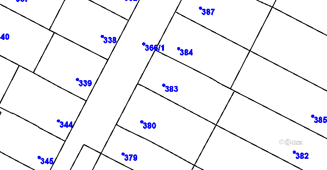 Parcela st. 383 v KÚ Blažovice, Katastrální mapa
