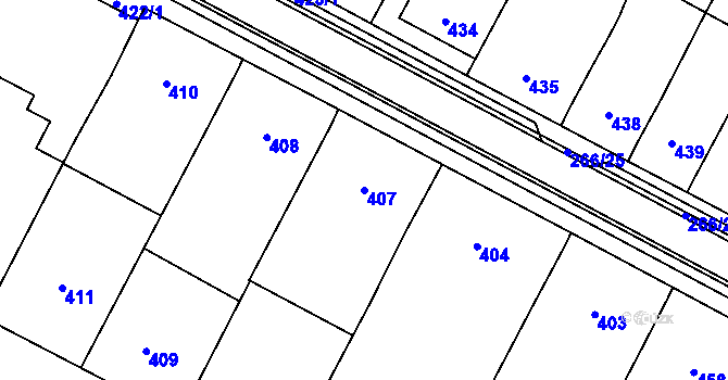 Parcela st. 407 v KÚ Blažovice, Katastrální mapa