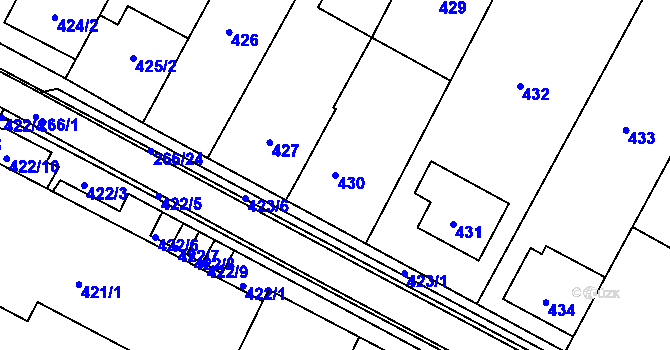 Parcela st. 430 v KÚ Blažovice, Katastrální mapa