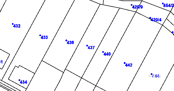 Parcela st. 437 v KÚ Blažovice, Katastrální mapa