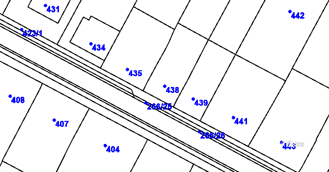 Parcela st. 438 v KÚ Blažovice, Katastrální mapa