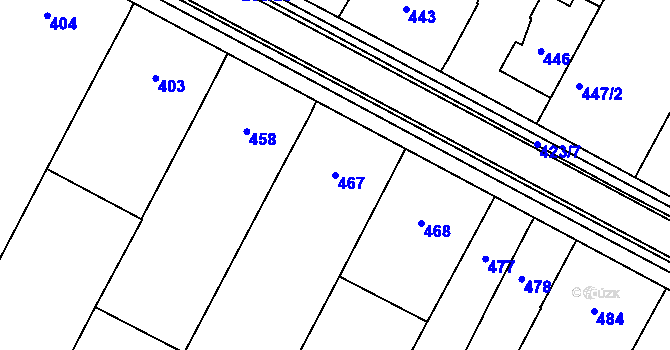 Parcela st. 467 v KÚ Blažovice, Katastrální mapa