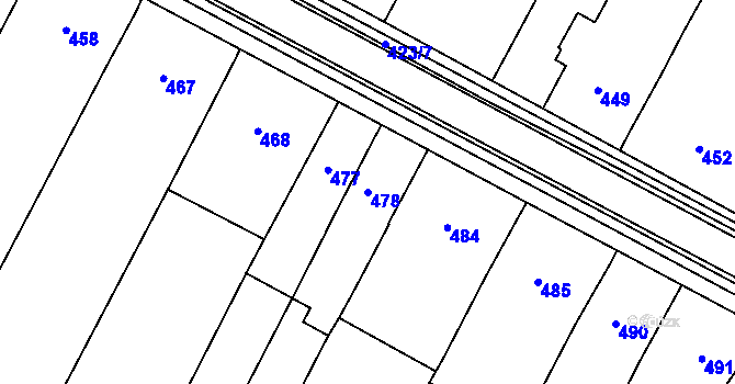 Parcela st. 478 v KÚ Blažovice, Katastrální mapa