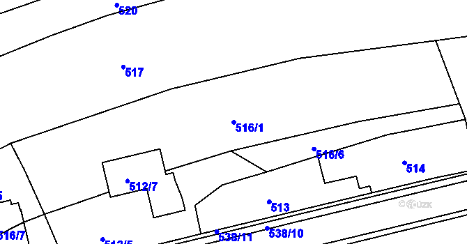 Parcela st. 516/1 v KÚ Blažovice, Katastrální mapa