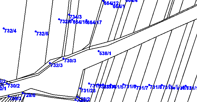 Parcela st. 538/1 v KÚ Blažovice, Katastrální mapa