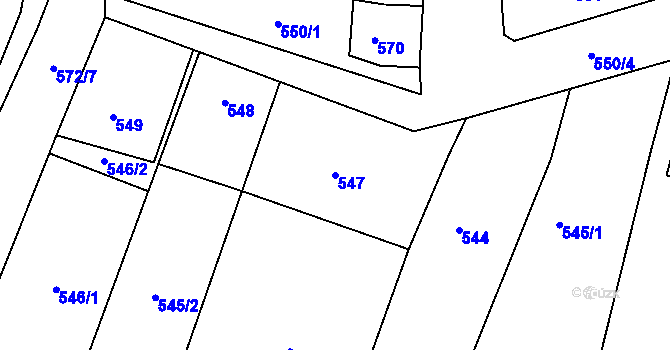 Parcela st. 547 v KÚ Blažovice, Katastrální mapa