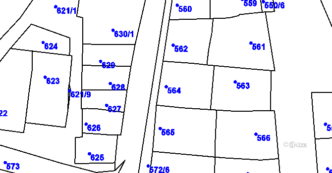 Parcela st. 564 v KÚ Blažovice, Katastrální mapa