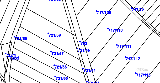 Parcela st. 703 v KÚ Blažovice, Katastrální mapa