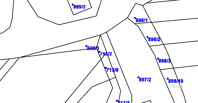 Parcela st. 713/2 v KÚ Blažovice, Katastrální mapa
