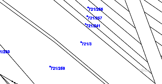 Parcela st. 721/3 v KÚ Blažovice, Katastrální mapa
