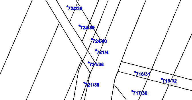 Parcela st. 721/4 v KÚ Blažovice, Katastrální mapa