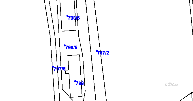 Parcela st. 757/2 v KÚ Blažovice, Katastrální mapa