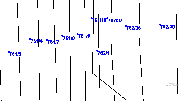 Parcela st. 762/1 v KÚ Blažovice, Katastrální mapa